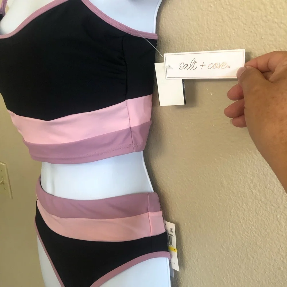 Salt +Cove Colorblock Longline Bikini Set Size M